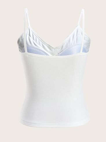 Women's Lace Trim V Neck Crop Camisole Top Summer Padded Sleeveless Spaghetti Strap Tank Tops in Saudi Arabia