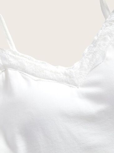 Women's Lace Trim V Neck Crop Camisole Top Summer Padded Sleeveless Spaghetti Strap Tank Tops in Saudi Arabia