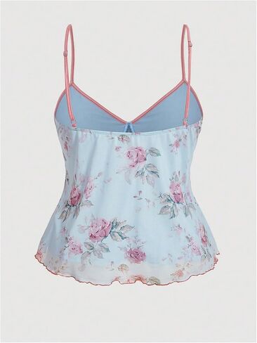 WDIRARA Women's Plus Size Floral Ruffle Cami Top Boho V Neck Sleeveless Camisole Peplum Tops in Saudi Arabia