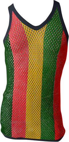 سترة راستا سترينغ وقميص راستا شبكي بدون أكمام للرجال، قميص شبكة صيد السمك الشفاف للرجال والنساء، ملابس علوية للتمرين في صالة الألعاب الرياضية للرجال والنساء، شبكة جامايكية مارينا in Kuwait