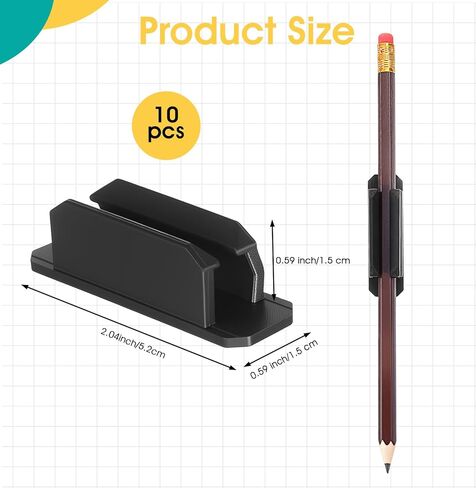 10 Pcs Pen Holder, Silicone Adhesive Pencil Holders Reusable Flexible Marker Clip Pen Grips for Classroom Office Desk Wall Clipboard Organization, Teacher Student Accessories Supplies (Black) in Saudi Arabia