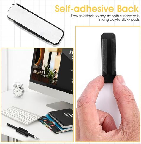 10 Pcs Pen Holder, Silicone Adhesive Pencil Holders Reusable Flexible Marker Clip Pen Grips for Classroom Office Desk Wall Clipboard Organization, Teacher Student Accessories Supplies (Black) in Saudi Arabia