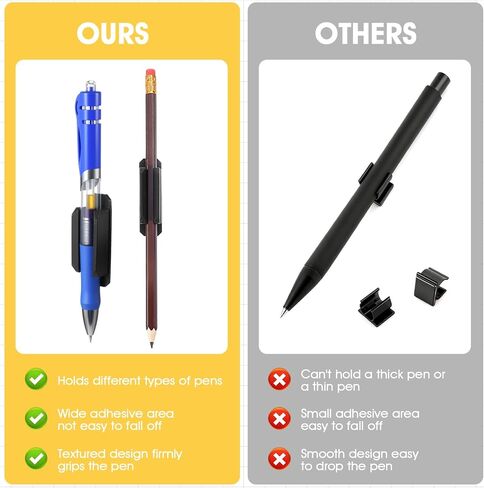 10 Pcs Pen Holder, Silicone Adhesive Pencil Holders Reusable Flexible Marker Clip Pen Grips for Classroom Office Desk Wall Clipboard Organization, Teacher Student Accessories Supplies (Black) in Saudi Arabia