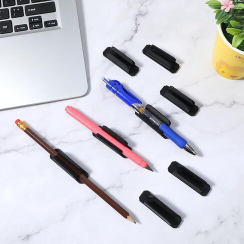 10 Pcs Pen Holder, Silicone Adhesive Pencil Holders Reusable Flexible Marker Clip Pen Grips for Classroom Office Desk Wall Clipboard Organization, Teacher Student Accessories Supplies (Black) in Saudi Arabia