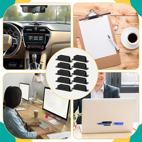 10 Pcs Pen Holder, Silicone Adhesive Pencil Holders Reusable Flexible Marker Clip Pen Grips for Classroom Office Desk Wall Clipboard Organization, Teacher Student Accessories Supplies (Black) in Saudi Arabia