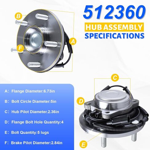 512360 Rear Wheel Bearing Hub Assembly with 5 Lug ABS Compatible with Chrysler Town & Country 2008-2012, Fit for Dodge Grand Caravan 2008-2012, Fit for Volkswagen Routan 2009-2012 in Kuwait