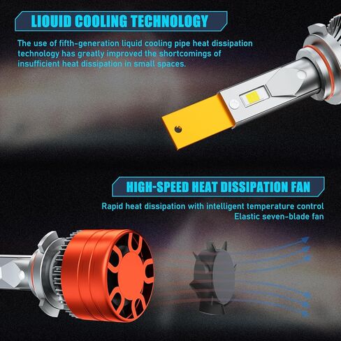 9005/HB3 LED Bulbs, 44000LM 800% Brightness Fog Light Bulbs for High Low Beam, 6500K Cool White 9005 Light IP68 with Cooling Fan,Plug-N-Play, Pack of 2 in Kuwait