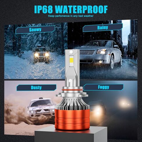 9005/HB3 LED Bulbs, 44000LM 800% Brightness Fog Light Bulbs for High Low Beam, 6500K Cool White 9005 Light IP68 with Cooling Fan,Plug-N-Play, Pack of 2 in Kuwait