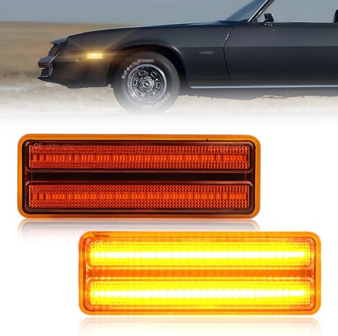 Front Side Marker Light Housing Compatible with 1978 1979 1980 1981 CAMARO OR Z28, [DOT Certified] [IP67 Waterproof] Turn Signal Marker Light Cover [No Bulbs], 2 PCS, Clear Lens in Kuwait