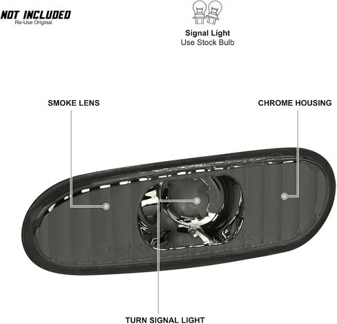 Turn Signal Light Smoke Side Marker Tinted Heavy Duty ABS Plastic Housing/Front Right Left for Toyota for MR2 Spyder Base 2000-2005 in Kuwait