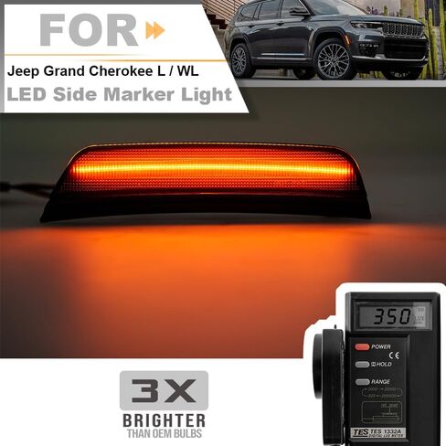 LED Side Marker Light Replacement for 2021 2022 2023 2024 Je'ep Grand Cherokee L / WL Super Bright Amber Full LED Front Bumper Fender Sidemarker Lamp Kit Left & Right OEM 42716023 Smoked Lens in Saudi Arabia