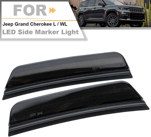 LED Side Marker Light Replacement for 2021 2022 2023 2024 Je'ep Grand Cherokee L / WL Super Bright Amber Full LED Front Bumper Fender Sidemarker Lamp Kit Left & Right OEM 42716023 Smoked Lens in Saudi Arabia