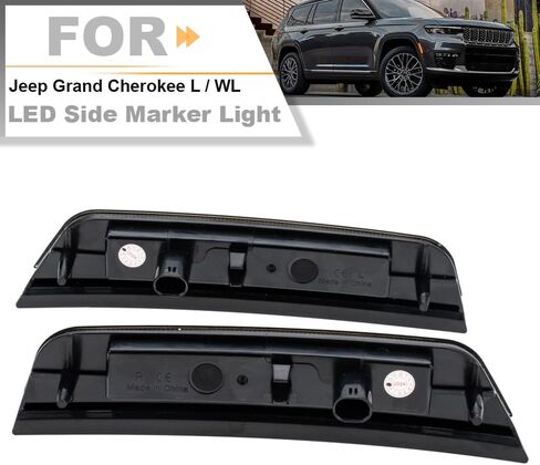 LED Side Marker Light Replacement for 2021 2022 2023 2024 Je'ep Grand Cherokee L / WL Super Bright Amber Full LED Front Bumper Fender Sidemarker Lamp Kit Left & Right OEM 42716023 Smoked Lens in Saudi Arabia
