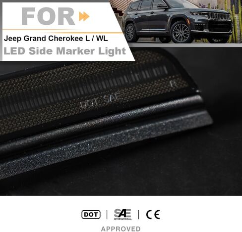 LED Side Marker Light Replacement for 2021 2022 2023 2024 Je'ep Grand Cherokee L / WL Super Bright Amber Full LED Front Bumper Fender Sidemarker Lamp Kit Left & Right OEM 42716023 Smoked Lens in Saudi Arabia