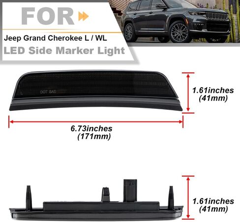 LED Side Marker Light Replacement for 2021 2022 2023 2024 Je'ep Grand Cherokee L / WL Super Bright Amber Full LED Front Bumper Fender Sidemarker Lamp Kit Left & Right OEM 42716023 Smoked Lens in Saudi Arabia