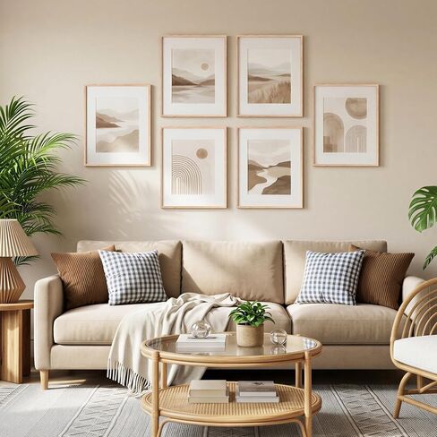 Fixwal 16x20 Poster Frame Set of 6 with Shatter Resistant Plastic Glass, Thin Border and Light Weight Photo Frames for Wall, Natural in Kuwait