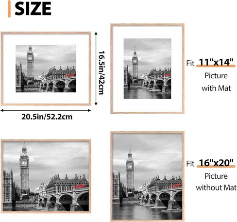 Fixwal 16x20 Poster Frame Set of 6 with Shatter Resistant Plastic Glass, Thin Border and Light Weight Photo Frames for Wall, Natural in Kuwait