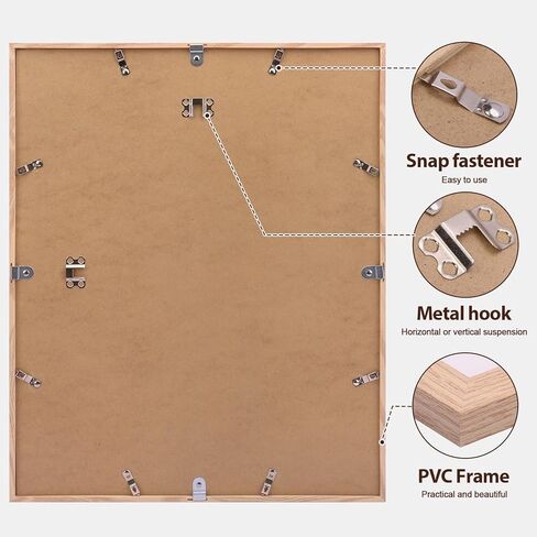 Fixwal 16x20 Poster Frame Set of 6 with Shatter Resistant Plastic Glass, Thin Border and Light Weight Photo Frames for Wall, Natural in Kuwait