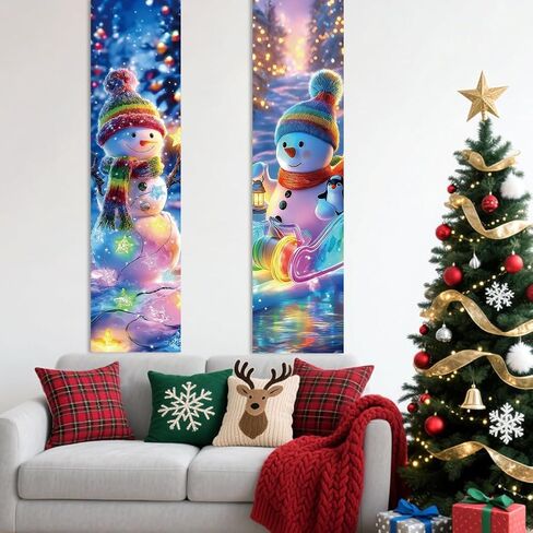 ACRNIGHEET 2 Pcs Black Light Tapestry Christmas Snowman Trippy Blacklight Tapestry Art Wall Decor UV Reactive Blacklight Posters Aesthetic Room Wall Hanging Backdrop for Bedroom Home Decoration in Saudi Arabia