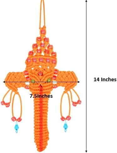 Tarini Gallery Hand Made Wall Decor Hanging Hand woven work Traditional Thread Art for Home Office Decor and Gifting (Orange Ganesh) in Saudi Arabia