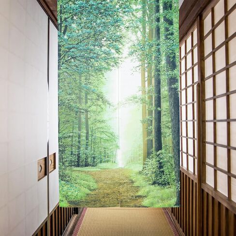 ستارة نورين اليابانية الطويلة للمدخل، ستارة باب الغابات الخضراء، نسيج لعيد القديس باتريك، ديكور المنزل والمطبخ، 33 × 59 بوصة in Kuwait