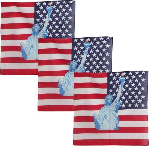 Motique Accessories Set of 3 Large Cotton Bandanas -Wavy American Flag in Saudi Arabia