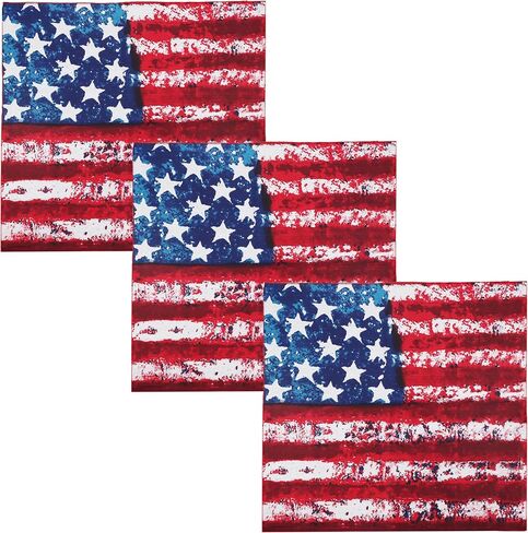 Motique Accessories Set of 3 Large Cotton Bandanas -Wavy American Flag in Saudi Arabia
