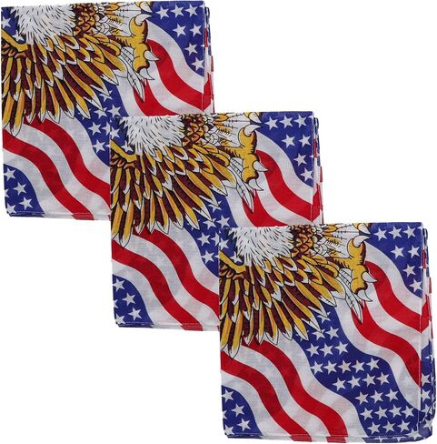 Motique Accessories Set of 3 Large Cotton Bandanas -Wavy American Flag in Saudi Arabia