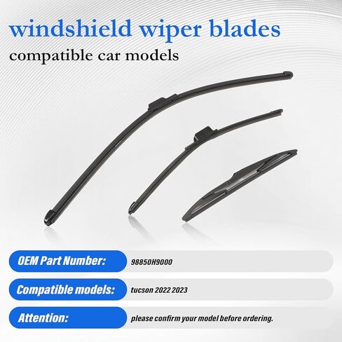 Windshield Wipers Compatible with 2022-2025 Hyundai Tucson (Without Hybrid) 3 PCS Front & Rear Side Wiper Blades with Front 26 In &16 In &Rear Wiper Blade 11 In Perform Smoothly and Quietly in Saudi Arabia