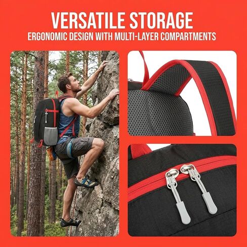 2026 New Model Folding Backpack for Hiking Nylon Unisex Waterproof Climbing Bag Camping Bag Travel Bag Lightweight Black in Saudi Arabia