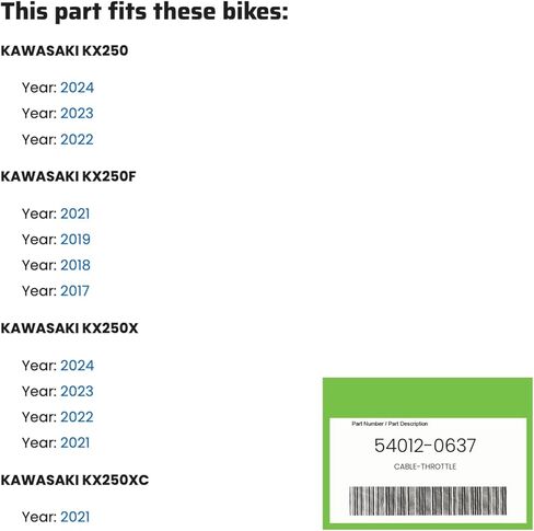 خنق كابل المصنع لـ Kawasaki KX250 KX250F KX250X | يستبدل جزء OEM 54012-0637 in Kuwait
