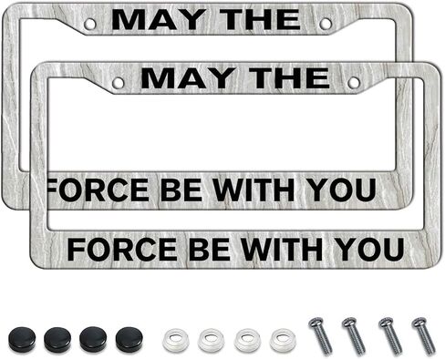 BTFLFDR May The Force Be with You إطارات لوحة الترخيص حامل إطار من الفولاذ المقاوم للصدأ ملحقات السيارة ديكور 2 قطعة مجموعة للنساء والرجال والمركبات in Kuwait