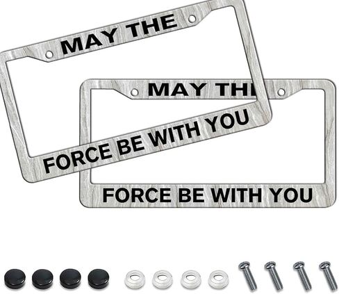 BTFLFDR May The Force Be with You إطارات لوحة الترخيص حامل إطار من الفولاذ المقاوم للصدأ ملحقات السيارة ديكور 2 قطعة مجموعة للنساء والرجال والمركبات in Kuwait