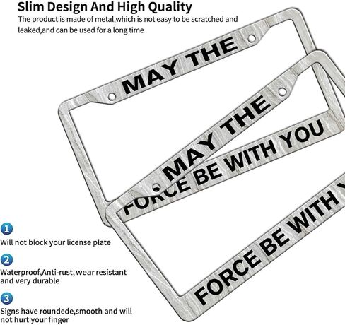 BTFLFDR May The Force Be with You إطارات لوحة الترخيص حامل إطار من الفولاذ المقاوم للصدأ ملحقات السيارة ديكور 2 قطعة مجموعة للنساء والرجال والمركبات in Kuwait