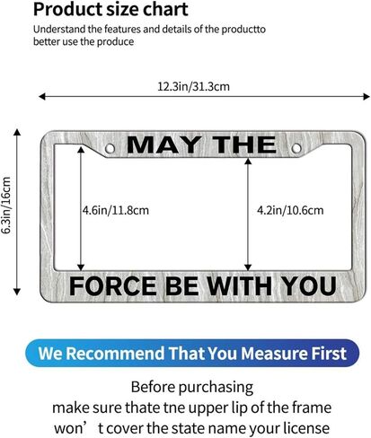 BTFLFDR May The Force Be with You إطارات لوحة الترخيص حامل إطار من الفولاذ المقاوم للصدأ ملحقات السيارة ديكور 2 قطعة مجموعة للنساء والرجال والمركبات in Kuwait