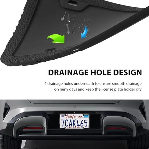 2PCS Silicone License Plate Frame, Rustproof US Car Tag Holder Bracket with Drainage Holes, Anti-Rattle Weather Proof Front Back Licence Plate Cover Without Obstruction in Kuwait