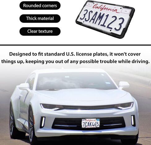 2PCS Silicone License Plate Frame, Rustproof US Car Tag Holder Bracket with Drainage Holes, Anti-Rattle Weather Proof Front Back Licence Plate Cover Without Obstruction in Kuwait