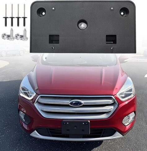 FASTCHE Front License Plate Frame Compatible with Ford Escape 2017 2018 2019 Front Bumper License Plate Holder Mounting Bracket Cover Replace # GJ5Z17A385AA, FO1068160 in Kuwait