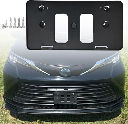 FASTCHE Front Bumper License Tag Plate Frame Bracket Holder Compatible with 2021 2022 2023 2024 2025 Toyota Sienna LE XLE Limited Platinum License Plate Bracket Replace # 7511108060 TO1068165 in Kuwait