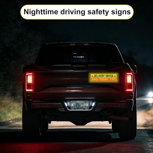 4pcs Delivery Driver Car Magnet Signs, 25x7.6cm/10x3 Inch 2 Design Reflective Magnetic Delivery Vehicle Signs Waterproof Frequent Stops Bumper Stickers Essential Accessories for Cars Vans Trucks in Kuwait