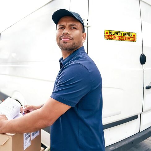 4pcs Delivery Driver Car Magnet Signs, 25x7.6cm/10x3 Inch 2 Design Reflective Magnetic Delivery Vehicle Signs Waterproof Frequent Stops Bumper Stickers Essential Accessories for Cars Vans Trucks in Kuwait