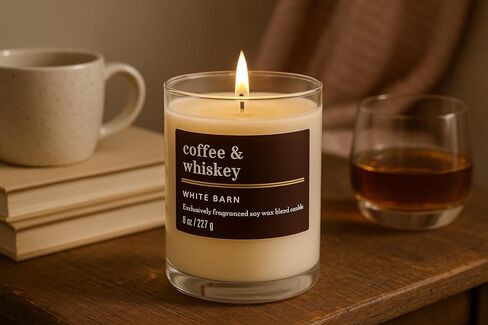 Bath & Body Works Coffee & Whiskey Single Wick Candle, 8 oz – Warm Coffee, Whiskey & Vanilla Blend in Saudi Arabia