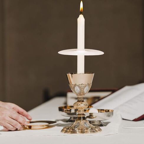 20 عبوة من شموع الكنيسة مع واقيات بالتنقيط لخدمة الوقفة الاحتجاجية على ضوء الشموع التعبدية، صندوق مكون من 20 شمعة، أبيض غير معطر، 5 بوصات ارتفاع × 1/2 بوصة عمق in Kuwait