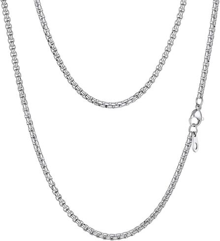 PROSTEEL Squre Rolo Link Chains, Stainless Steel/18K Gold/Black Necklace,2mm/3mm/6mm/9mm Width, Strong Lobster Clasp & Durable Chain for Mens Womens Jewelry,18"-30",with Gift Box in Saudi Arabia