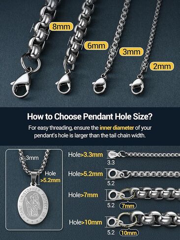 PROSTEEL Squre Rolo Link Chains، الفولاذ المقاوم للصدأ/18 قيراط الذهب/قلادة سوداء، عرض 2 مم/3 مم/6 مم/9 مم، مشبك قوي على شكل جراد البحر وسلسلة متينة للمجوهرات الرجالية والنساء، 18 بوصة - 30 بوصة، مع صندوق هدايا in Kuwait
