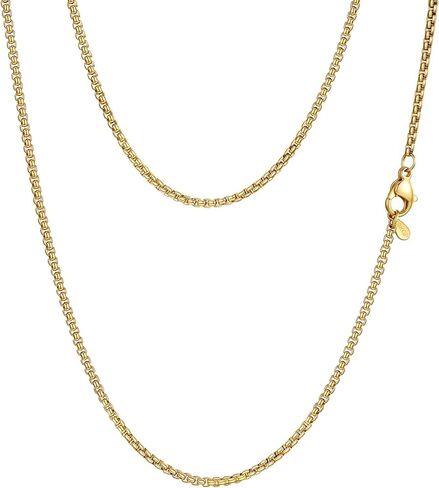 PROSTEEL Squre Rolo Link Chains، الفولاذ المقاوم للصدأ/18 قيراط الذهب/قلادة سوداء، عرض 2 مم/3 مم/6 مم/9 مم، مشبك قوي على شكل جراد البحر وسلسلة متينة للمجوهرات الرجالية والنساء، 18 بوصة - 30 بوصة، مع صندوق هدايا in Kuwait