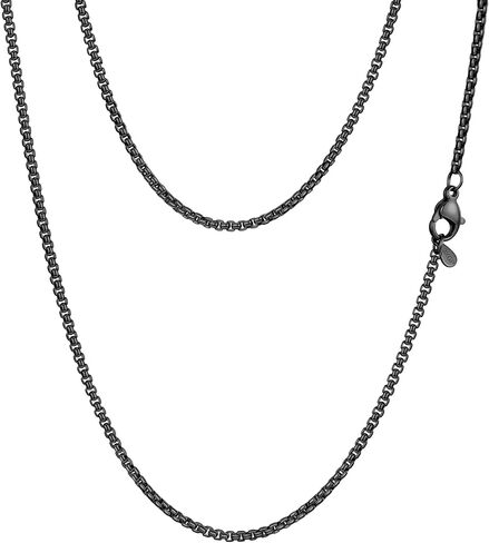 PROSTEEL Squre Rolo Link Chains، الفولاذ المقاوم للصدأ/18 قيراط الذهب/قلادة سوداء، عرض 2 مم/3 مم/6 مم/9 مم، مشبك قوي على شكل جراد البحر وسلسلة متينة للمجوهرات الرجالية والنساء، 18 بوصة - 30 بوصة، مع صندوق هدايا in Kuwait