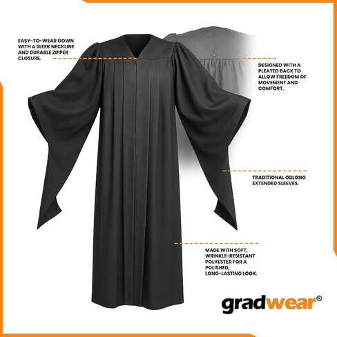 Gradwear Classic Masters Graduation Gown, Unisex Masters Degree Regalia in Kuwait