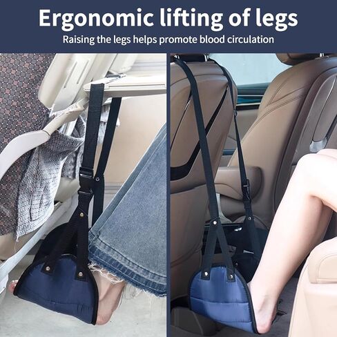 Airplane Foot Hammock,No Collapse Foot Rest for Plane Travel with Extended Adjustment Strap, Portable Desk Foot Hammock with Memory Foam, Navy Blue in Saudi Arabia