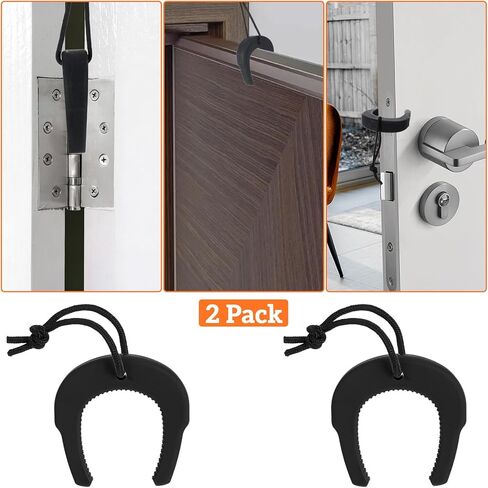 2pcs First Responder Door Stop, Emergency Door Jam with Nylon Cord Attachments Pinch Guard from Closing Edge Security Handle Stopper(Black) in Saudi Arabia
